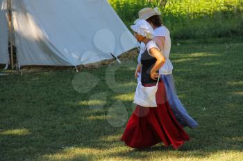 Villa Sorra, Italy - July 17, 2016: People on Napoleonica event. Costumed reconstruction of historical events. Castelfranco Emilia, Modena