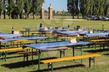 Villa Sorra, Italy - July 17, 2016: Place for picnic on Napoleonica event. Castelfranco Emilia, Modena