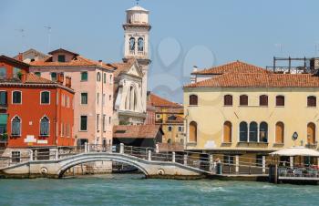 Venice, Italy - August 13, 2016: View of Venice from Giudecca Canal, Italy
