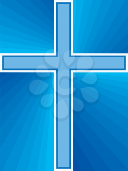 Royalty Free Clipart Image of a Blue Shiny Cross Background