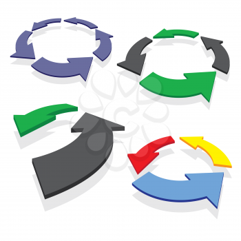 Royalty Free Clipart Image of a Set of Circled Arrowed Icons on White Background