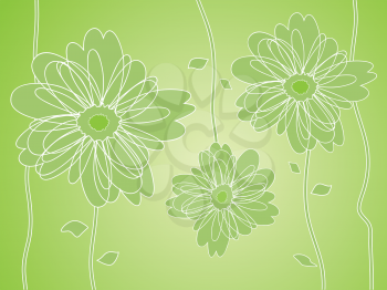 Royalty Free Clipart Image of a Green Flowered Background