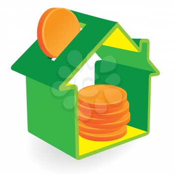 Royalty Free Clipart Image of a House with Money