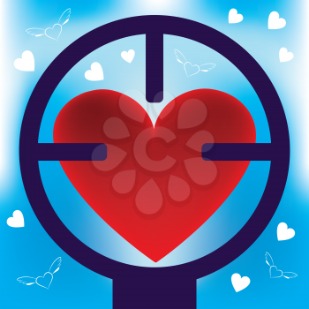 Royalty Free Clipart Image of a Heart in Rifle Sight