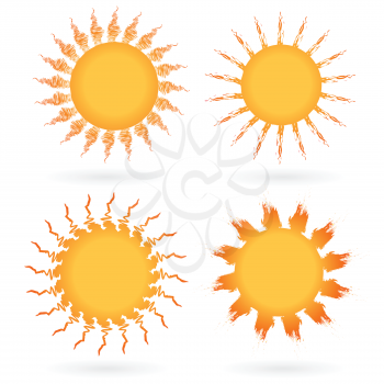 Royalty Free Clipart Image of a Set of Suns on White