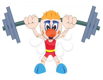 Weightlifter lifting barbell. Cartoon illustration.
