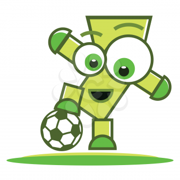 Football (soccer) player character with ball, sport vector illustration.