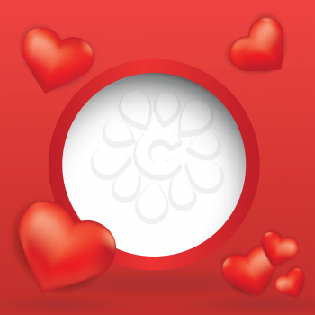 Blank white web design bubble with hearts vector illustration.