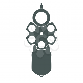 Retro pistol silhouette front view as gun symbol illustration.