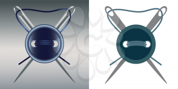 Sewing Needles and sewed button vector image.