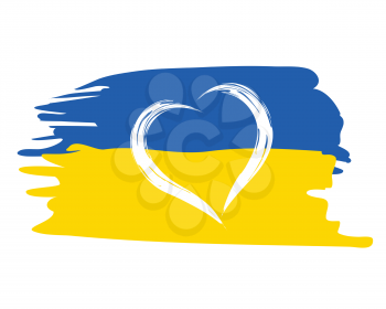 Ukrainian flag with heart shape symbol patriotic illustration.