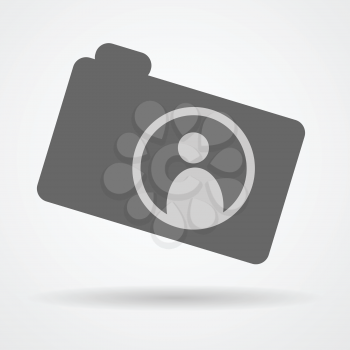 Camera web icon with human symbol inside as photography concept vector illustration.