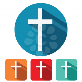 Christian cross flat icon design vector illustration.
