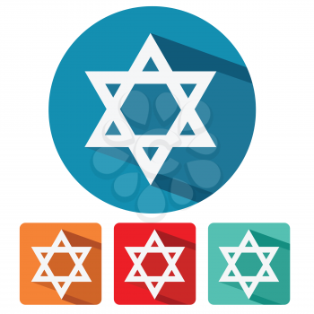 Judaism star of david flat design icon vector illustration.