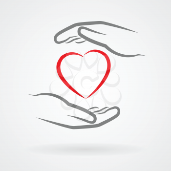 Hands with heart symbol icon as love concept vector illustration
