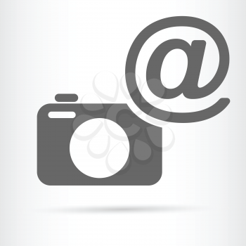 camera with e-mail symbol icon vector illustration