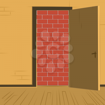 open door but bricked blocked no exit vector illustration
