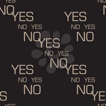 words yes and no choice concept seamless pattern dark color background vector design