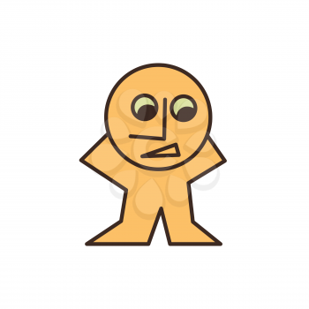 funny yellow man simple cartoon character mascot surprised looking down vector design