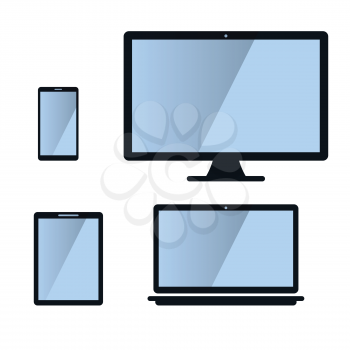 phone monitor tablet laptop icon set isolated on white vector illustration