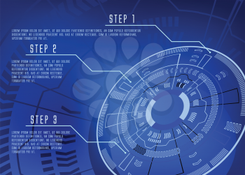 blue color techno wheel background infographics template vector illustration