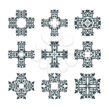 ancient tribal cross set vector vintage collection