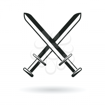 crossed swords arm protection security symbol abstract vector illustration