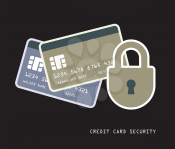 credit cards with padlock security financial concept vector illustration
