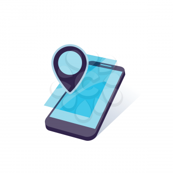 mobile device with geo location mark vector illustration
