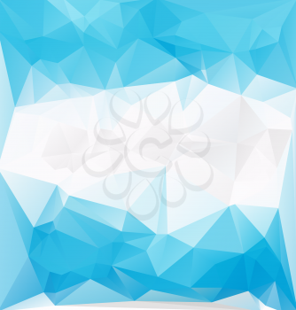 Frozen abstract low-poly pattern. Blue bright ambient background template. Vector illustration. Fantasy decor ice square template.