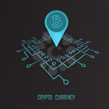 Crypto Currency modern cyber financial monetary background. E-business cyberspace commerce vector illustration.