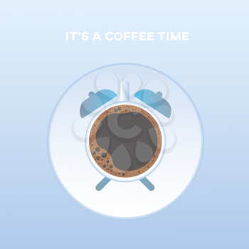 Coffee cup alarm clock symbol wake up symbol vector illustration