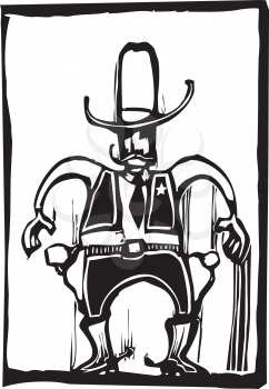 Royalty Free Clipart Image of a Western Sheriff 