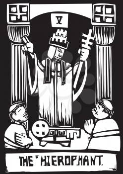 Royalty Free Clipart Image of the Tarot Card for the Hierophant