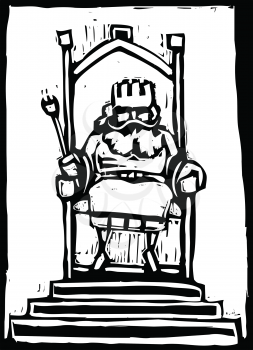 Royalty Free Clipart Image of a King at a Throne