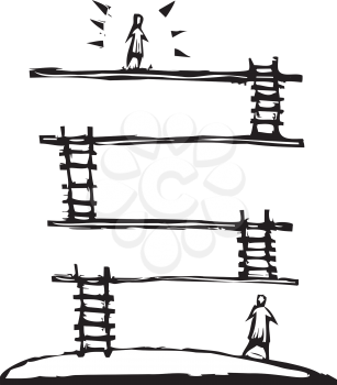 Royalty Free Clipart Image of People and Ladders