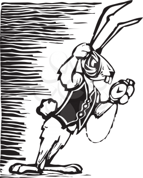 Royalty Free Clipart Image of the Rabbit from from Lewis Carroll's Alice in Wonderland