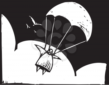 Royalty Free Clipart Image of a Person Parachuting 