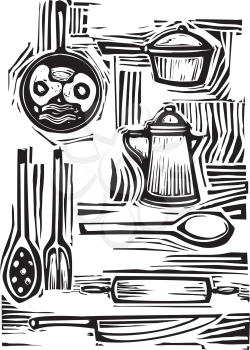 Royalty Free Clipart Image of Kitchen Items