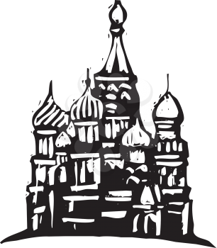 Royalty Free Clipart Image of the Kremlin in Moscow