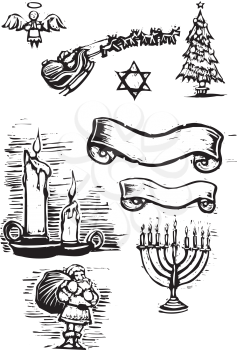 Royalty Free Clipart Image of a Winter Holiday Set
