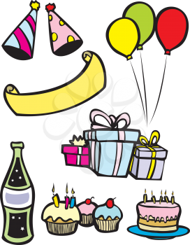 Royalty Free Clipart Image of Birthday Elements 
