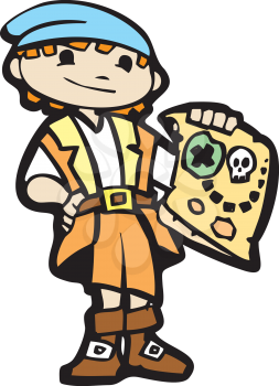 Royalty Free Clipart Image of a Boy in a Pirate Costume