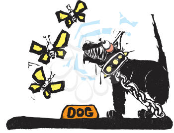 Royalty Free Clipart Image of a Guard Dog Growling
