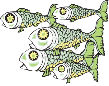 Royalty Free Clipart Image of a School of Fish Swimming