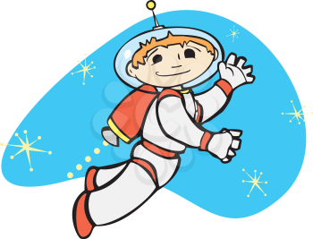 Royalty Free Clipart Image of an Astronaut in Space
