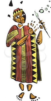 Royalty Free Clipart Image of a Man Holding a Paintbrush