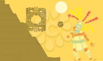 Royalty Free Clipart Image of a Mayan Ballplayer