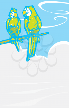 Royalty Free Clipart Image of Two Parrots 