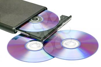 Royalty Free Photo of an External DVD Drive and Discs